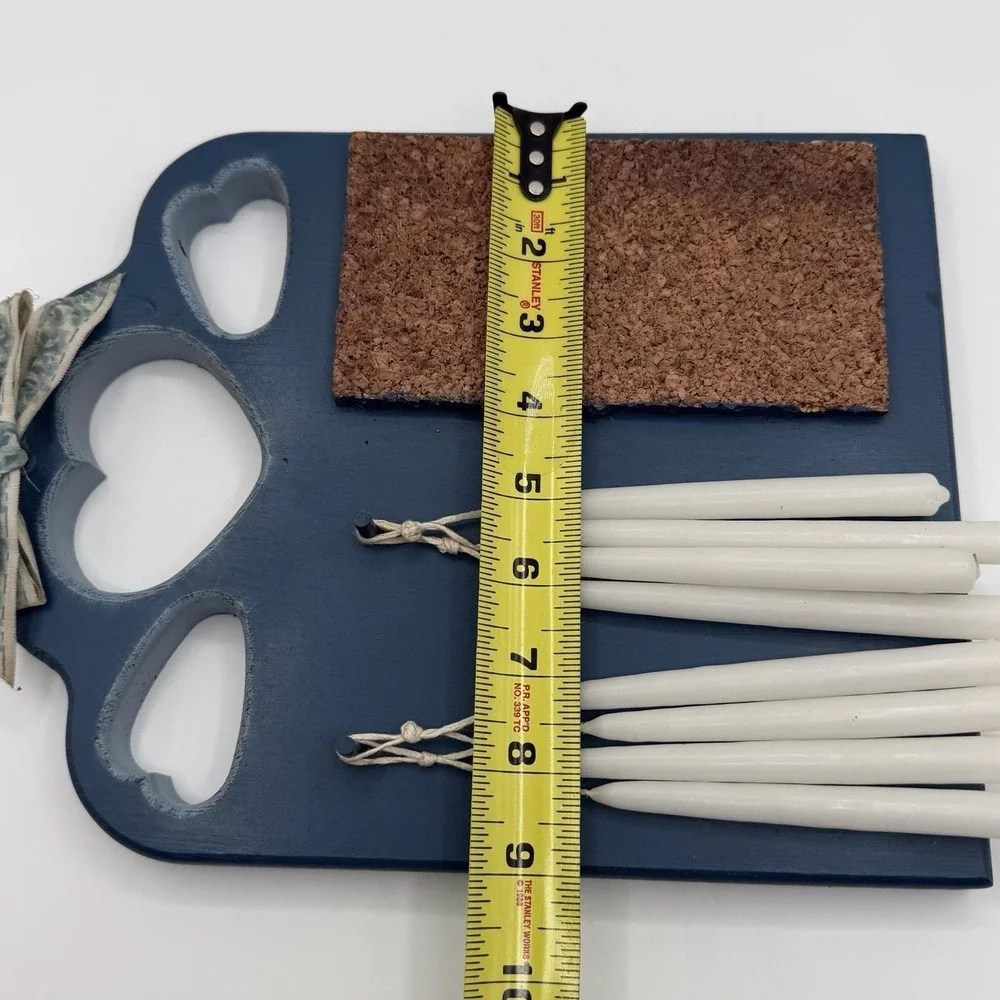 Vintage Blue Wood Heart Cutout Country Notes Wall Hanging Cottagecore Kitchen